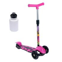 Patinete Infantil Scooter Power 3 Rodas Rosa +Garrafa Squeze - DM Toys