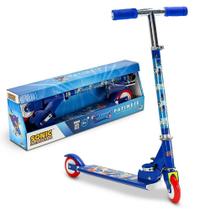 Patinete Infantil Sonic 2 Rodas com LED Dobrável 50kg Azul - BBR Toys