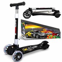 Patinete Infantil Super Scooter Resistente 3 Rodas Leds Meninos Presente na Caixa Preto