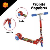 Patinete Infantil Vingadores 3 Rodas luz Led - Marvel Oficial