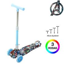 Patinete Infantil Vingadores HQ Três Rodas para Meninos Azul