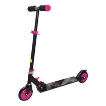 Patinete Infanto Juvenil Preto Rosa Roda Grande Altura 78cm