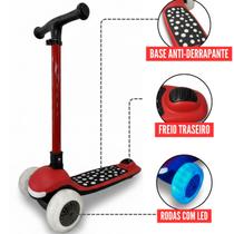 Patinete Joy Infantil LED Brilhante Suporta 80kg com Musical via Bluetooth Altura Ajustável