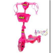 Patinete Kids Com Luz E Música Em 3 Rodas Azul E Rosa Para A Diversão