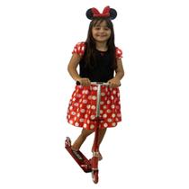 Patinete Menina Infantil Vermelho + Fantasia Princesa Minnie