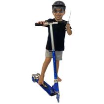 Patinete Menino Infantil Azul 3 Rodas + Fantasia Kit Policia