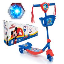 Patinete Mickey Mouse Disney 3 Rodas Infantil Com Cesta Luzes E Sons Scooter Azul Patinete Mickey Mouse Disney 3 Rodas Infantil Com Cesta Luzes E Sons Scooter Azul