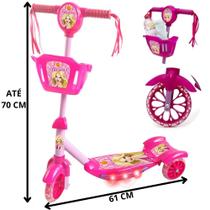 Patinete Musical Infantil 3 Rodas Rosa Princesa Belinda com Som e Luz da Dm Toys Brinquedos Meninas