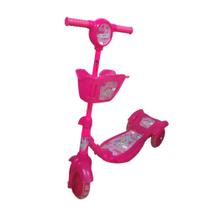 Patinete Musical Infantil Rosa 3 Rodas Importway Brinquedo Criança Menina Com Cesta Som Luz