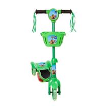 Patinete Para Crianças Scooter 3 Rodas Brinquedo Infantil De Led E Som Menino Verde Modelo Patrulha Canina Com Cestinha