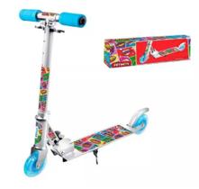 Patinete poof de metal dobravel com freio traseiro + pe apoio e luz