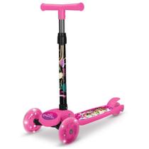 Patinete Princesas Infantil Luz De Led 30Kg Dobrável Rosa