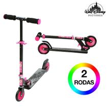 Patinete Princesas Rosa e Preto Feminino 2 Rodas Ajustável - Dm Toys