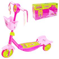 Patinete Princesinha Lory Com 3 Rodas Duplo Freio Unik PT1400FL