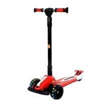 Patinete Racing Radical Infantil Dobrável 3 Rodas Com Luz Led DM Toys DMR6811 Vermelho