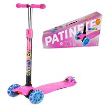 Patinete Radical Ajustável até 40kg New Plus Rosa Luz Led