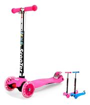 Patinete radical Infantil 3 Rodas Com Luz Led Colorida cor rosa