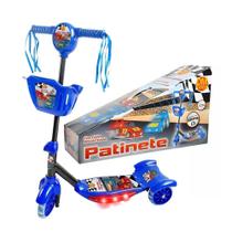 Patinete Radical Infantil Azul 3 Rodas Musical Com Cestinha - Dm Toys