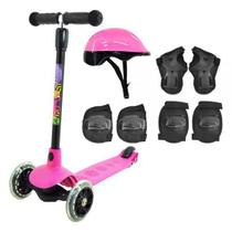 Patinete Radical Junior 3 Rodas Mais Acessórios Rosa