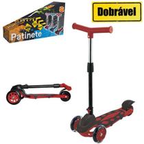 Patinete radical power dobravel com 3 rodas vermelho 66,5x55x24cm - DM BRASIL