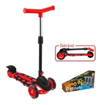 Patinete Radical Power Trinete 3 Rodas Dobravel Altura Ajustavel até 40kg Vermelho DMR5551 - DM Toys