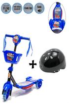 Patinete Regulável 3 Rodinhas Estável De Carrinho E Capacete