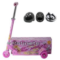 Patinete Rosa De Princesas 3 Rodinhas Mais Presente Capacete