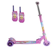 Patinete Rosa Princesa Belinda Mais Radinho Walkie Talkie