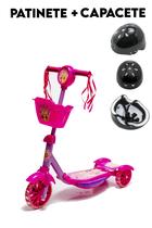 Patinete Rosa Resistente Até 35kg Luzes Sons Cesto ECapacete