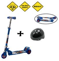 Patinete Scooter Corrida Até 50KG Azul Mais Capacete Preto - DM Toys