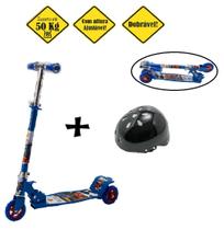 Patinete Scooter Corrida Reforçado Azul Presente Capacete - DM Toys