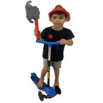 Patinete Scooter Dm Toys 3 Roda 40KG + Fantasia Kit Bombeiro