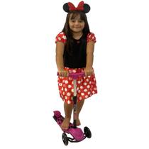 Patinete Scooter DmToys 3 Roda 40KG Menina + Fantasia Minnie