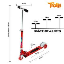 Patinete Scooter Filme Trolls Infantil Vermelho de Alumínio