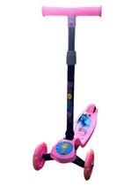 Patinete Scooter Infantil 3 Rodas com Luzes Dobravel Menina Rosa