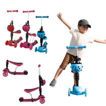 Patinete scooter Infantil 3 Rodas Joaninha 2 Em 1 Com Luz e banco infantil criança menino menina brincar presente
