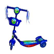 Patinete Scooter Infantil Musical Azul Com Cestinha 3 Rodas Freio Com Luzes - Toy King