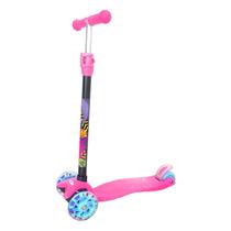 Patinete Scooter Radical New Plus Azul Ou Rosa Com Luz - DM Toys