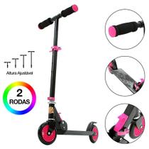 Patinete Scooter Rosa E Preto Dobrável E Ajustável 2 Rodas