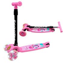 Patinete Sereia Rosa Luzes 3 Rodas Regulagem de Altura Freio Meninas de 3 a 10 anos Patinete Sereia Rosa Luzes 3 Rodas Regulagem de Altura Freio Meninas de 3 a 10 anos