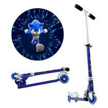 Patinete Sonic Sega 3 Rodas Infantil Azul de Alumínio