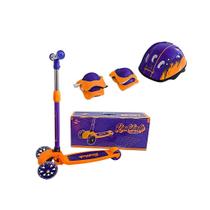 Patinete Sport + Kit Proteção Dobrável Suporta 50kg Roda Led - Uni Toys