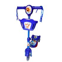 Patinete Super divertido Infantil azul para crianças Com Cesta & Luzes Musical Altura ajustable