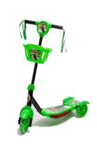 Patinete Verde Alta Qualidade Com Freio 3 Rodas De Silicone - DM Toys