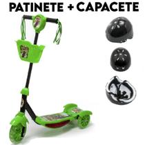 Patinete Verde Dinossauro + Capacete