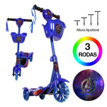 Patinete Vingadores 3 Rodas Brinquedo Criança Com Led