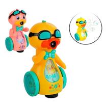Patinho Brinquedo Divertido Solta Bolhas Anda Com Som E Luz Infantil