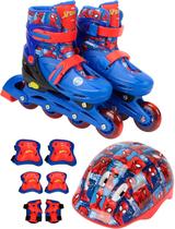 Patins 2 em 1 4 Rodas 32/35 Com Kit De Proteção Homem Aranha Patins 2 em 1 4 Rodas 32/35 Com Kit De Proteção Homem Aranha