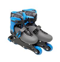 Patins 2 em 1 Ajustável 3 Rodas 31/34 Azul e Cinza DMT