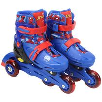 Patins 2 em 1 ajustável tamanho 32-35 com kit radical de proteção Homem-Aranha 60 kg Patins 2 em 1 ajustável tamanho 32-35 com kit radical de proteção Homem-Aranha 60 kg